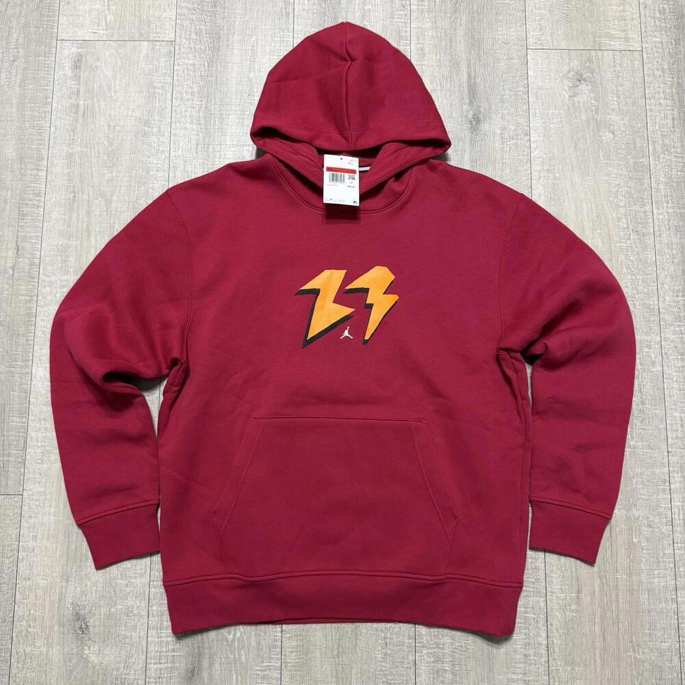 Nike Air Jordan Flight MVP Fleece Pullover Hoodie Cardinal Red FB7021 619 Men